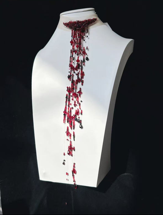 Vampire Bride Wound Choker — Handmade Gothic Blooddrop Necklace