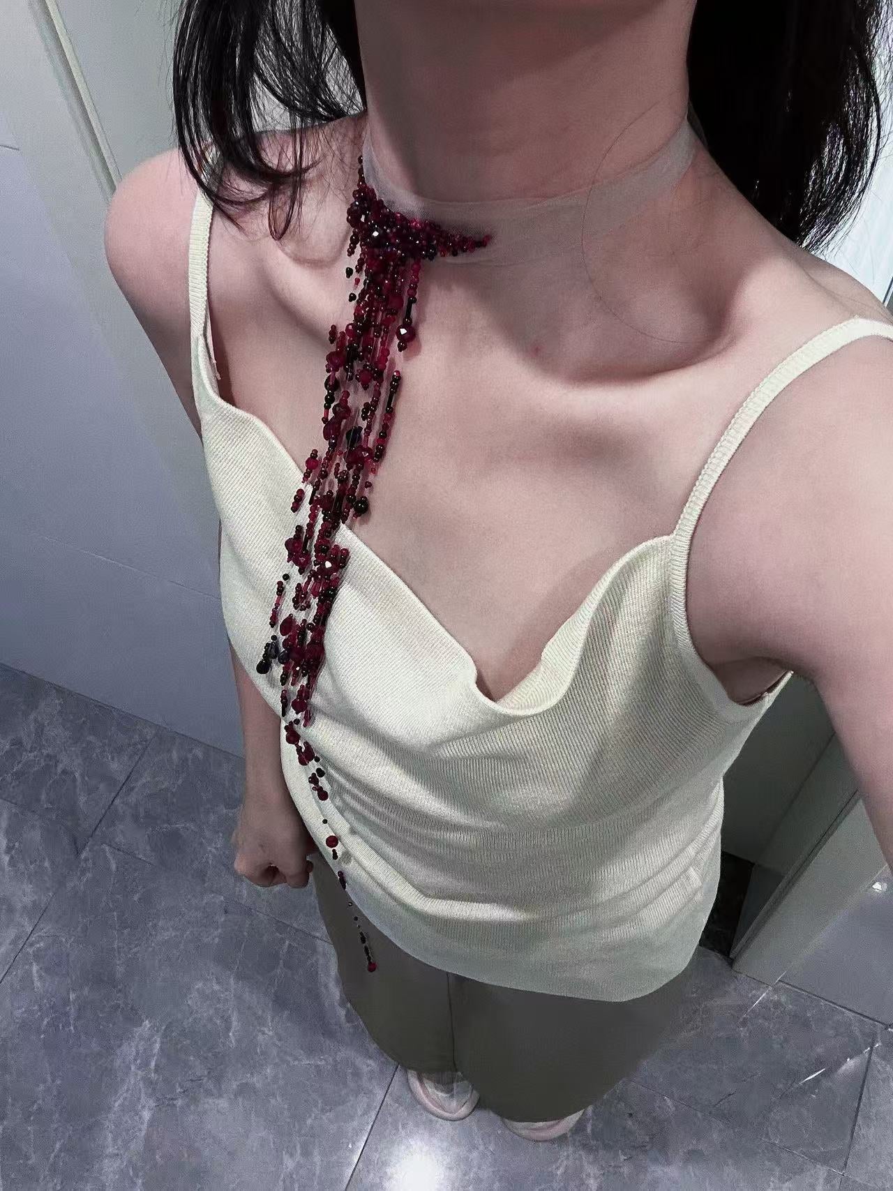 Vampire Bride Wound Choker — Handmade Gothic Blooddrop Necklace