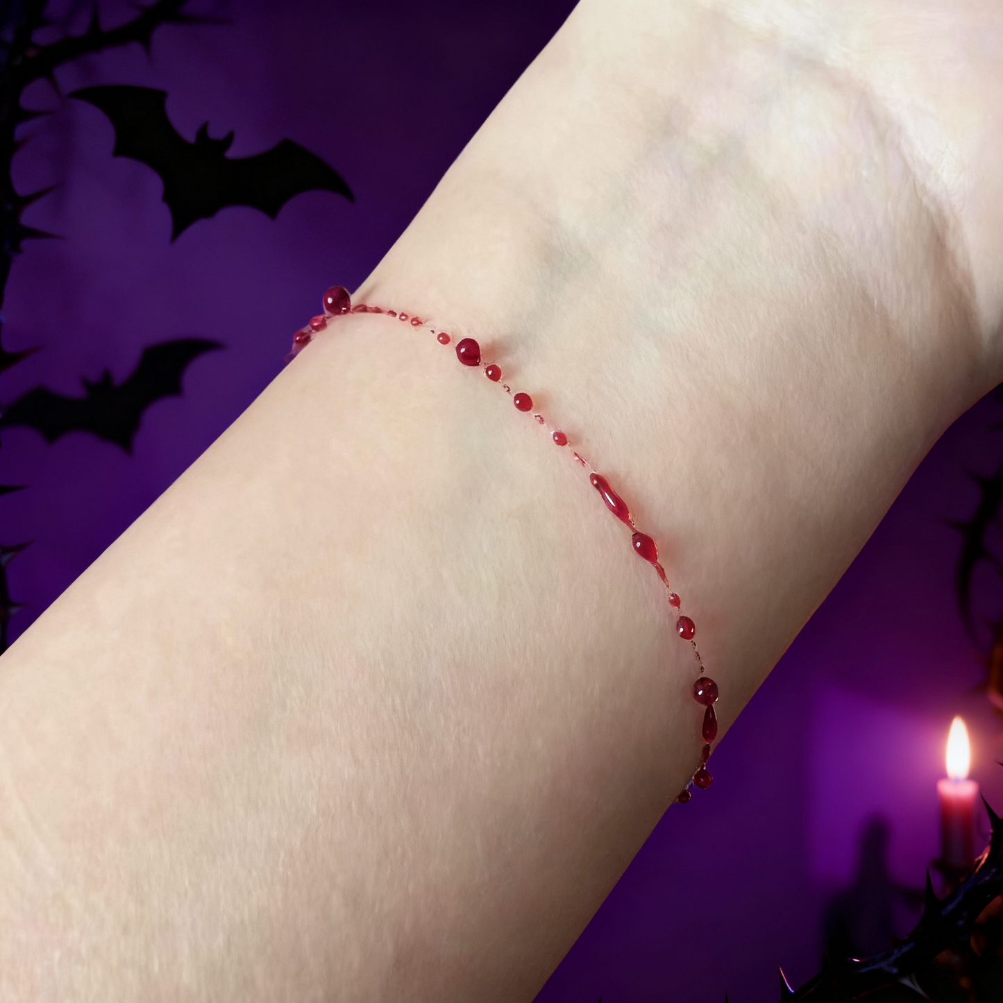 Crimson Duo Chain Bracelet — Gothic Layered Crystal Jewelry