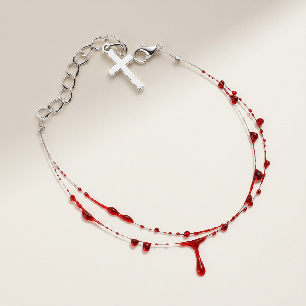 Crimson Duo Chain Bracelet - Gothic Layered Crystal Jewelry